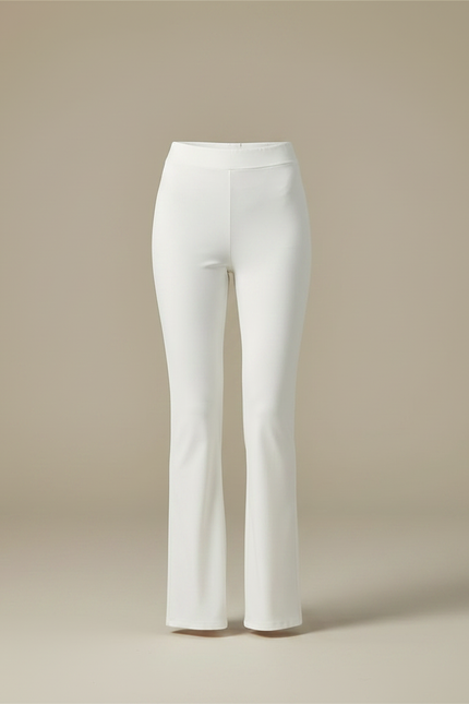 Pantalon Chinois Blanc Évasé Taille Haute Fluide - Viscose - vue 3