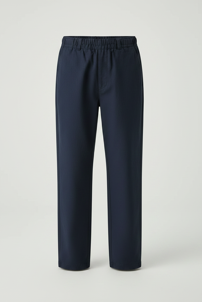 Pantalon Chinois Bleu Marine Lin Ample Garçon Décontracté - vue 3