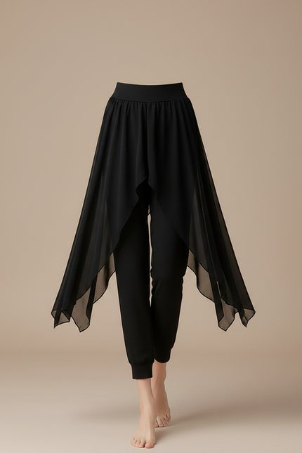 Pantalon Chinois Noir Chiffon Fluide Danse Femme - Maille - vue 3