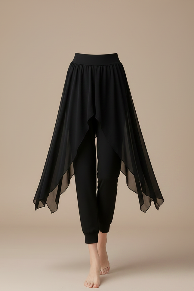 Pantalon Chinois Noir Chiffon Fluide Danse Femme - Maille - vue 3