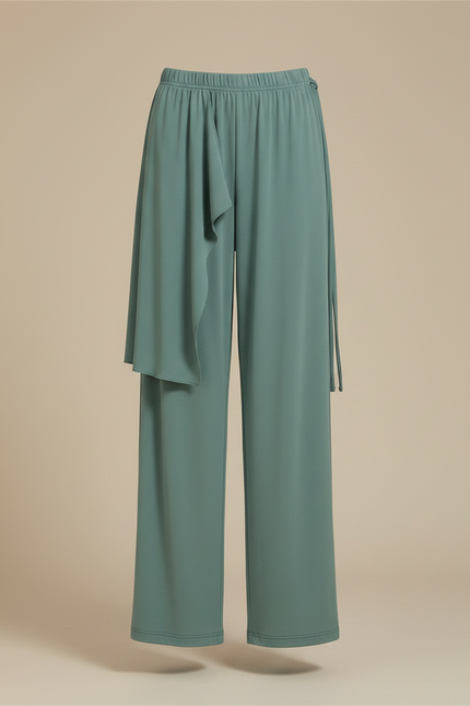 Pantalon Chinois Vert Fluide Ample Moderne Femme - Viscose - vue 3