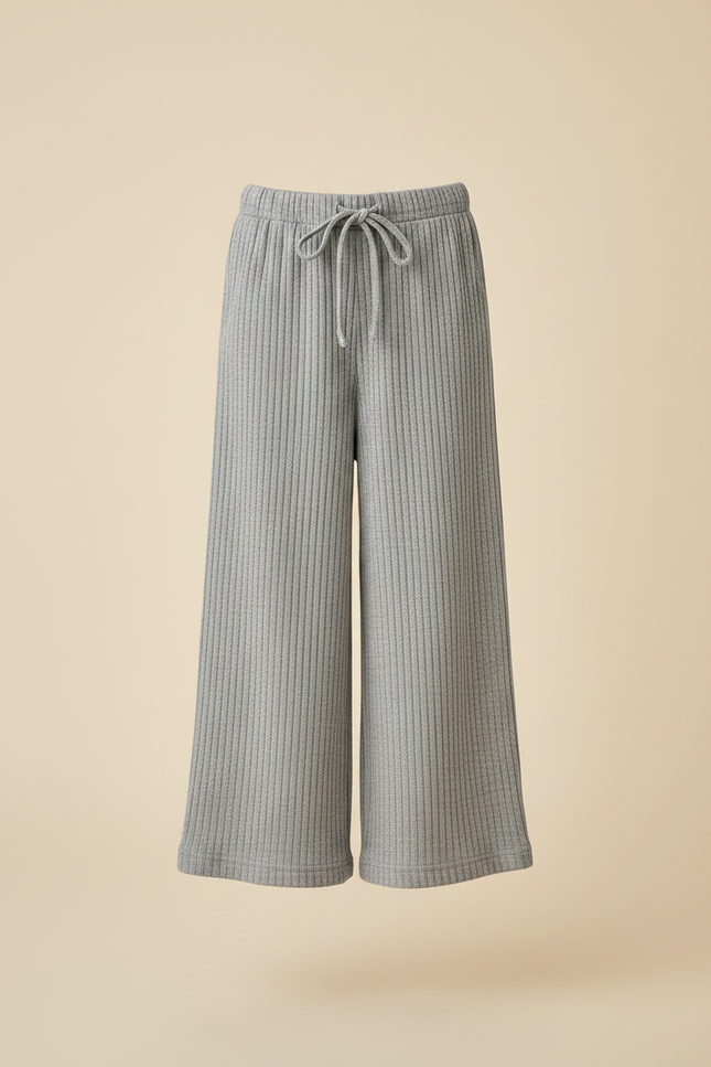 Pantalon Chinois Gris Côtelé Ample Décontracté Enfant - Maille - vue 3
