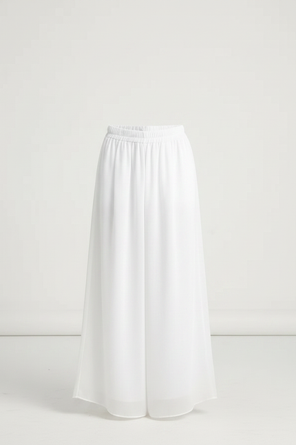Pantalon Chinois Blanc Fluide Ample Taille Élastique - Polyester - vue 3