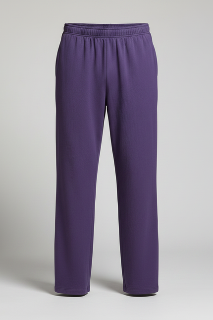 Pantalon Chinois Violet Ample Coton Confortable Unisexe - Molleton - vue 3
