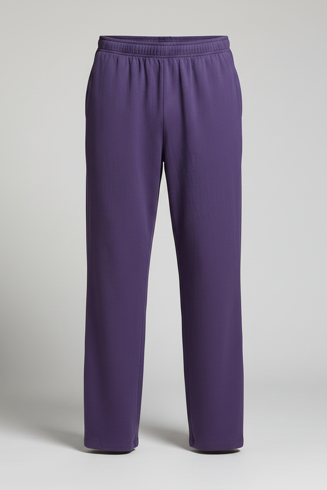 Pantalon Chinois Violet Ample Coton Confortable Unisexe - Molleton - vue 3