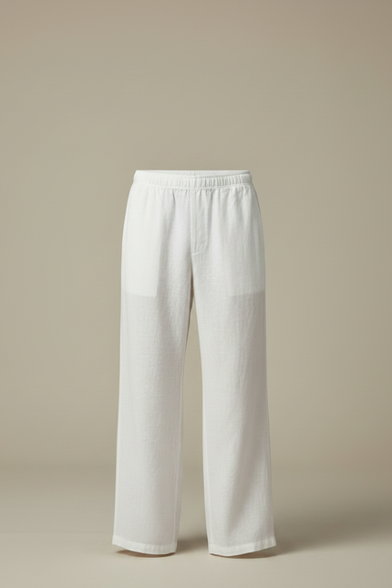 Pantalon Chinois Homme Blanc Ample - Lin - vue 3