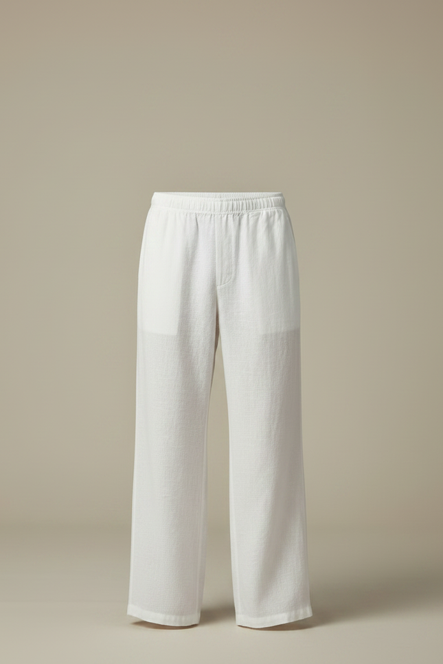 Pantalon Chinois Homme Blanc Ample - Lin - vue 3