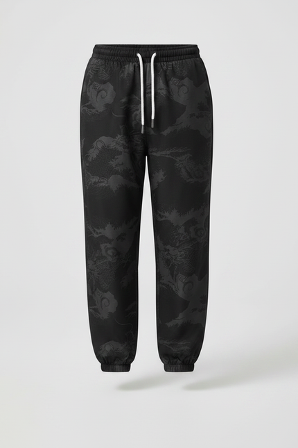 Pantalon Chinois Noir Dragon Streetwear Jogger Garçon - Satin - vue 3