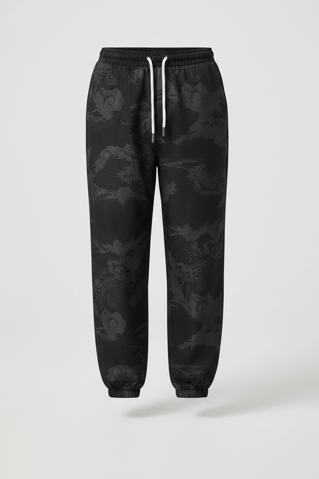 Pantalon Chinois Noir Dragon Streetwear Jogger Garçon - Satin - vue 3