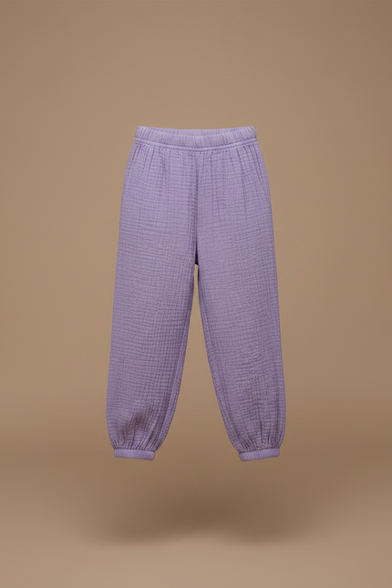Pantalon Chinois Violet Coton Ample Texturé Enfant - vue 3