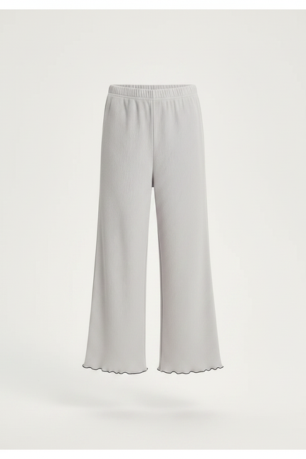Pantalon Chinois Gris Clair Plissé Ondulé Fille - Maille - vue 3