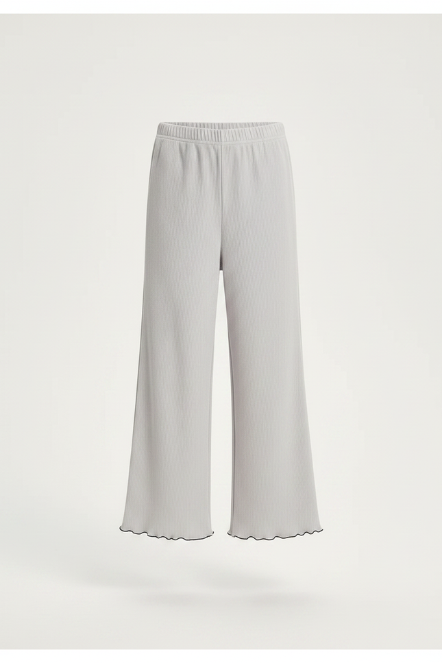 Pantalon Chinois Gris Clair Plissé Ondulé Fille - Maille - vue 3