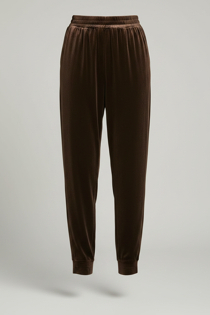 Pantalon Chinois Velours Marron Ample Décontracté Femme - vue 3