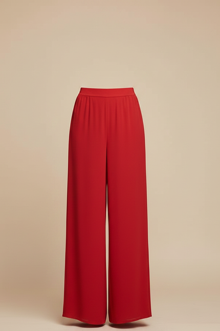Pantalon Chinois Rouge Ample Fluide Chiffon Femme - Polyester - vue 3