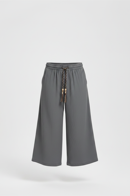 Pantalon Chinois Gris Ample Fluide Décontracté Enfant - Lin - vue 3