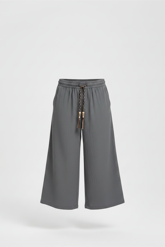 Pantalon Chinois Gris Ample Fluide Décontracté Enfant - Lin - vue 3