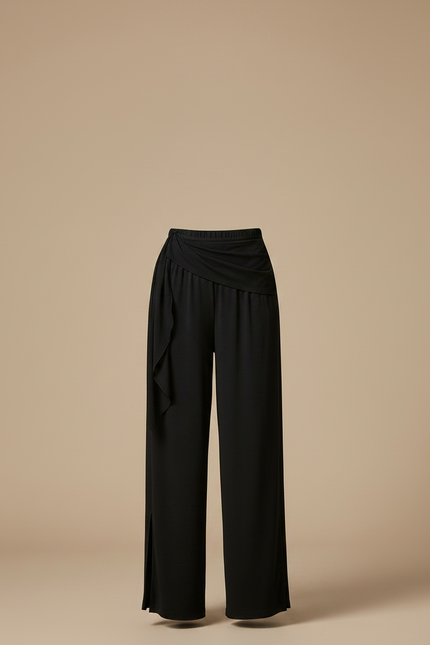 Pantalon Chinois Noir Fluide Ample Fendu Femme - Viscose - vue 3