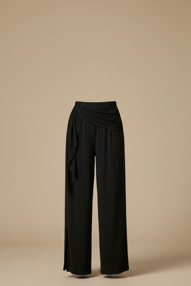 Pantalon Chinois Noir Fluide Ample Fendu Femme - Viscose - vue 3