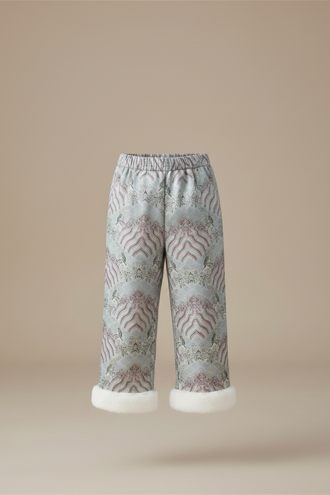 Pantalon Chinois Brocart Motif Hiver Doublé Enfant - Multicolore Satin - vue 3