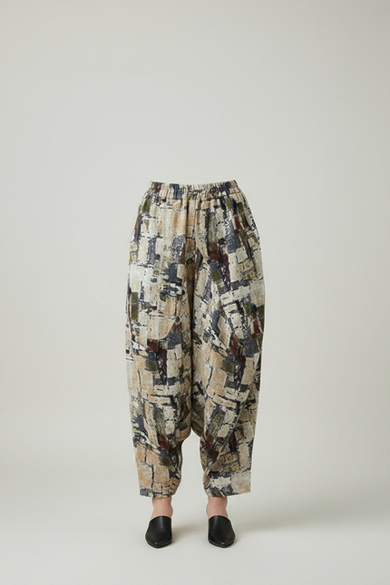 Pantalon Chinois Harem Imprimé Lin Coton Ample Rétro - vue 3