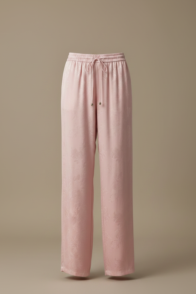 Pantalon Chinois Rose Satiné Jacquard Ample Fluide - vue 3