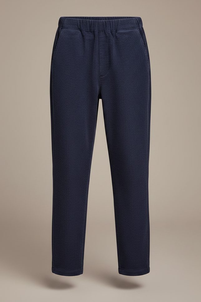 Pantalon Chinois Bleu Marine Côtelé Décontracté Enfant - Cordé - vue 3