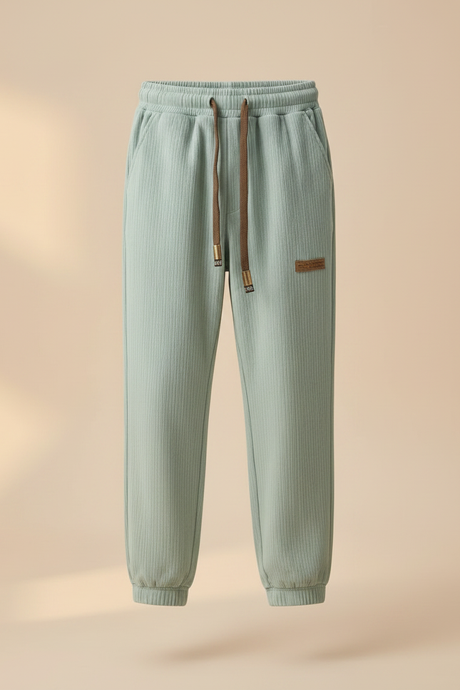 Pantalon Chinois Vert Côtelé Ample Garçon Décontracté - Cordé - vue 3