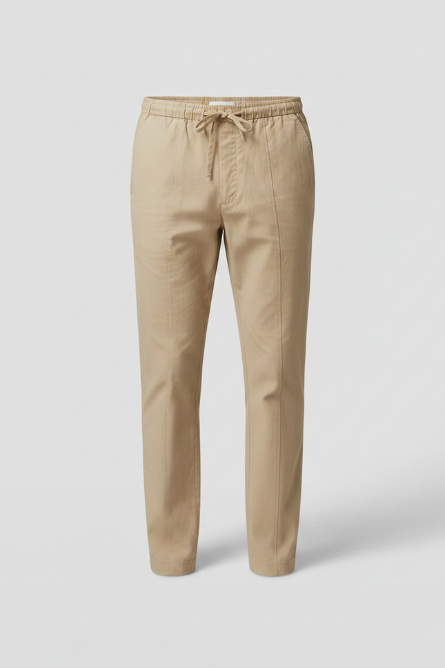 Pantalon Chinois Beige Coton Cordon Décontracté Homme - vue 3