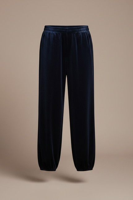 Pantalon Chinois Velours Bleu Marine Ample Élastique Fille - vue 3