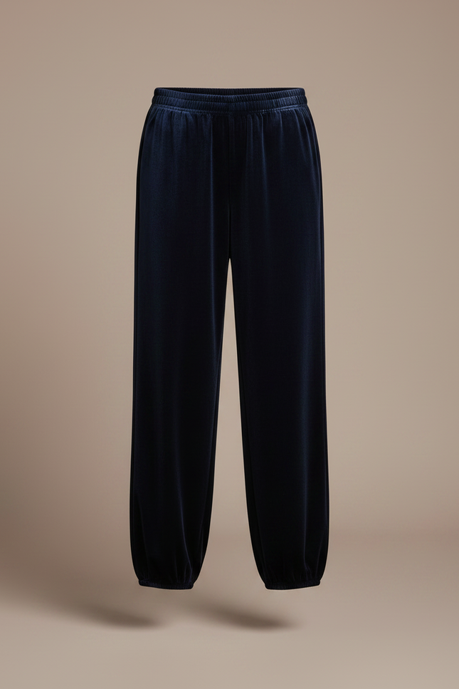 Pantalon Chinois Velours Bleu Marine Ample Élastique Fille - vue 3