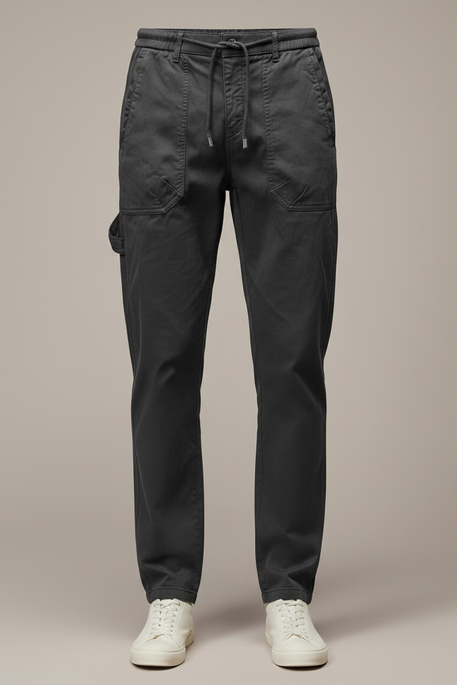 Pantalon Chinois Gris Décontracté Cordon Homme - Toile - vue 3