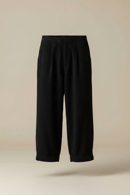 Pantalon Chinois Côtelé Noir Ample Décontracté Homme - Cordé - vue 3