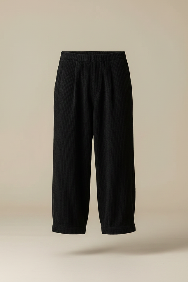 Pantalon Chinois Côtelé Noir Ample Décontracté Homme - Cordé - vue 3