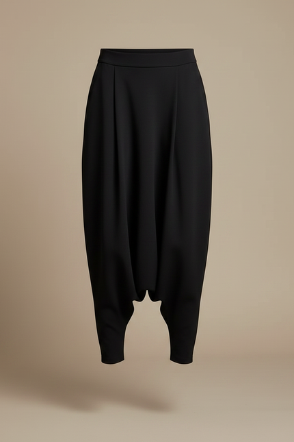 Pantalon Chinois Noir Ample Harem Fluide Femme - Polyester - vue 3