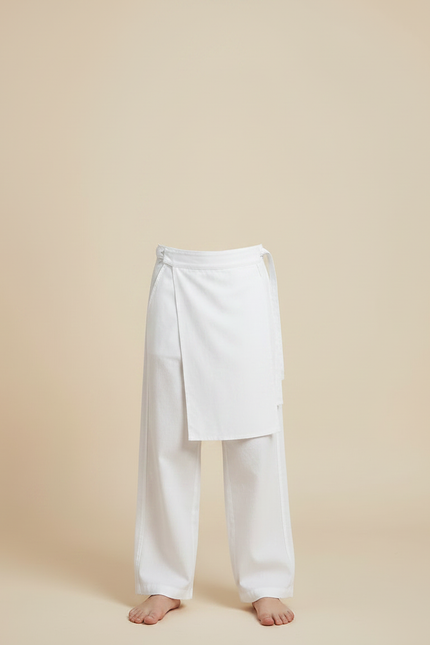 Pantalon Chinois Blanc Ample Ceinturé Coton Enfant - vue 3