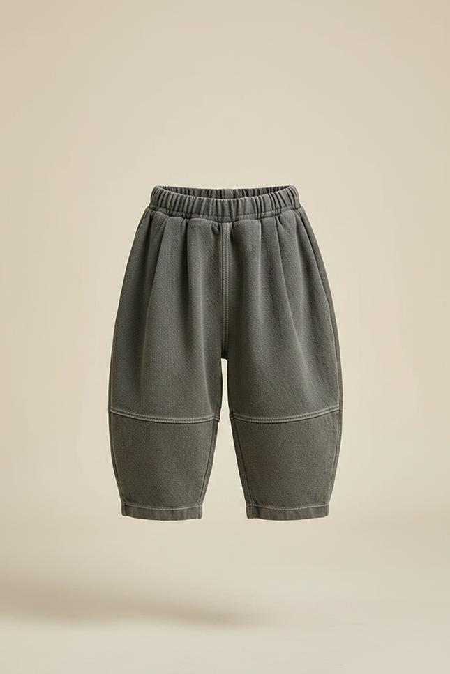 Pantalon Chinois Harem Ample Coton Enfant Gris - Kaki Molleton - vue 3