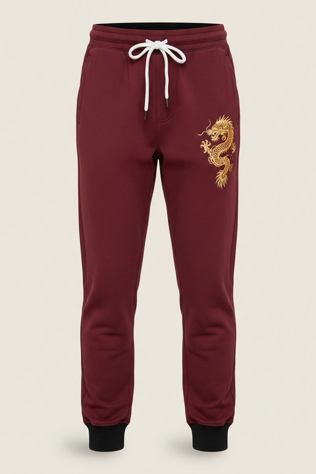 Pantalon Chinois Rouge Cordon Dragon Garçon Molleton Jogger - vue 3