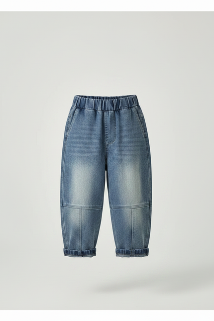Pantalon Chinois Denim Ample Élastique Décontracté Garçon - Bleu Jean - vue 3