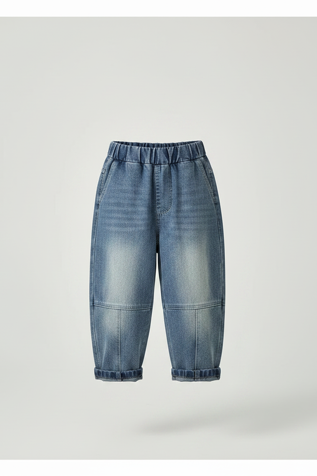 Pantalon Chinois Denim Ample Élastique Décontracté Garçon - Bleu Jean - vue 3