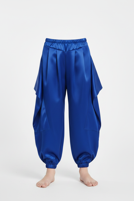 Pantalon Chinois Bleu Royal Satiné Ample Bouffant Enfant - vue 3