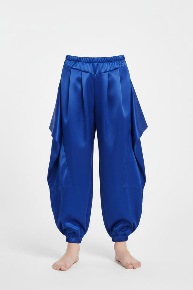 Pantalon Chinois Bleu Royal Satiné Ample Bouffant Enfant - vue 3