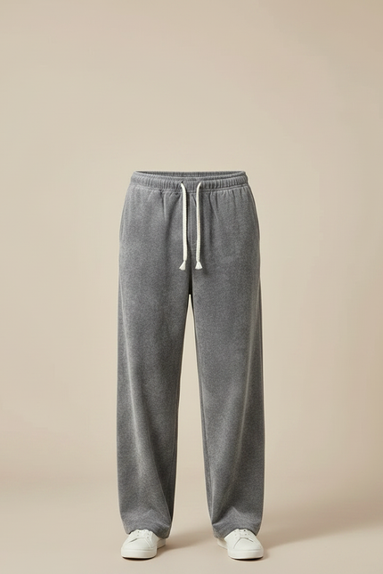 Pantalon Chinois Gris Velours Ample Décontracté Homme - vue 3