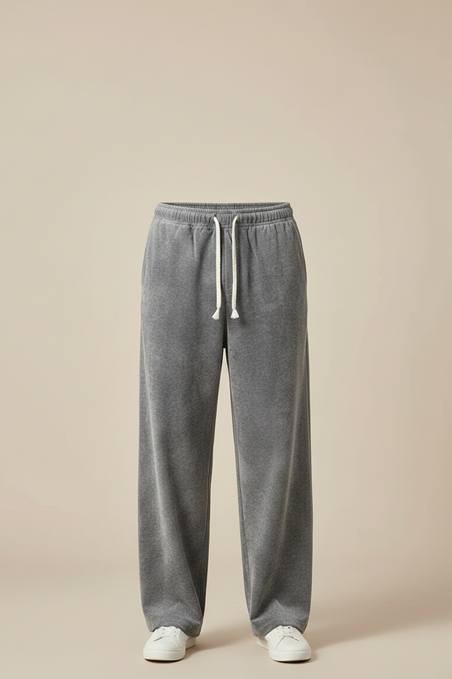 Pantalon Chinois Gris Velours Ample Décontracté Homme - vue 3