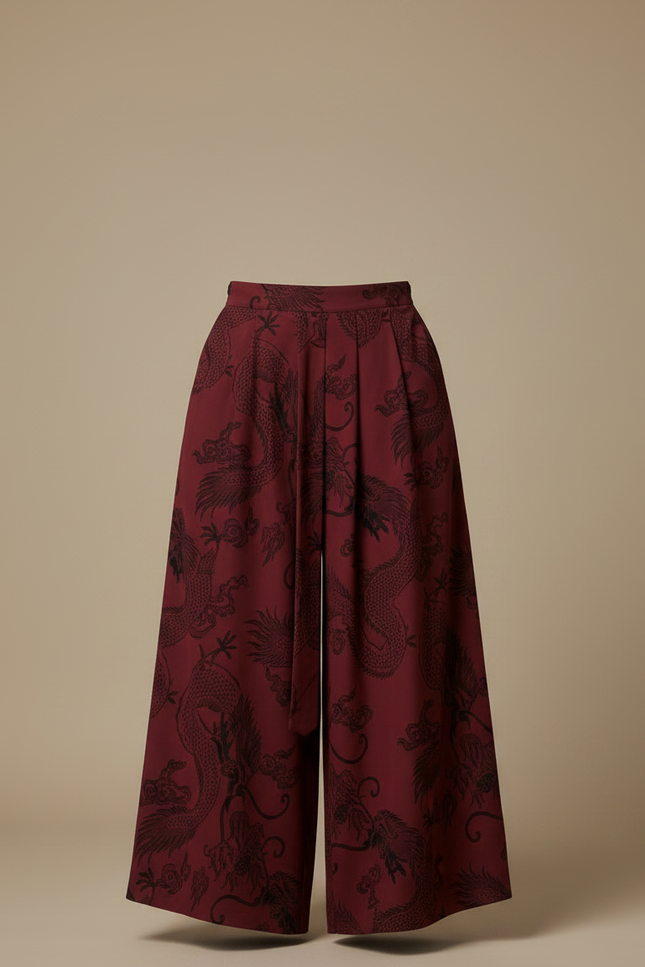Pantalon Chinois Bordeaux Ample Dragon Jacquard Homme - Viscose - vue 3