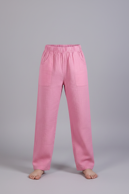 Pantalon Chinois Rose Ample Lin Enfant Décontracté - vue 3