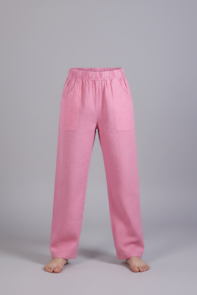Pantalon Chinois Rose Ample Lin Enfant Décontracté - vue 3
