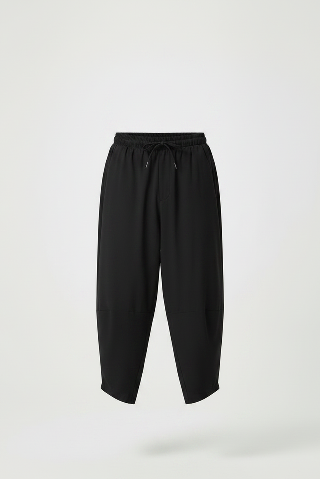 Pantalon Chinois Noir Ample Harem Cordon Décontracté - Polyester - vue 3