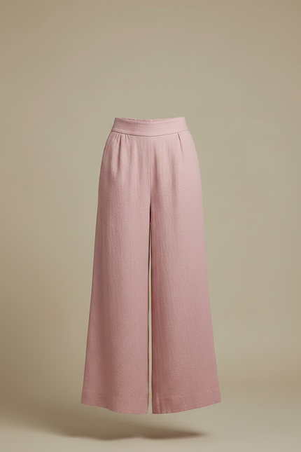 Pantalon Chinois Rose Ample Fluide Lin Femme - vue 3