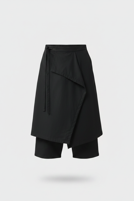 Pantalon Chinois Noir Ample Asymétrique Harem Décontracté - Coton - vue 3