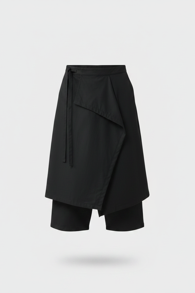Pantalon Chinois Noir Ample Asymétrique Harem Décontracté - Coton - vue 3